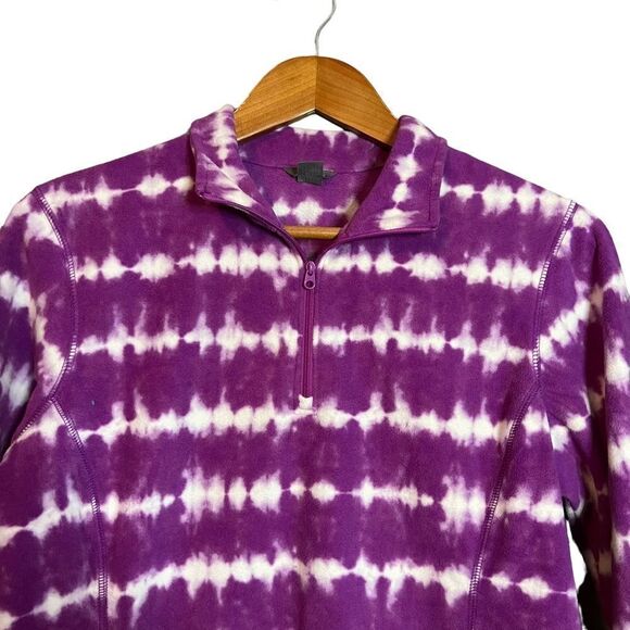 Eddie Bauer purple dye tie 1/4 zip fleece sweater - Picture 2 of 8